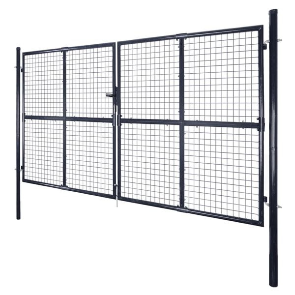 vidaXL Mesh Garden Gate Galvanised Steel 300x150 cm Grey