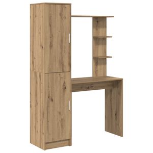 vidaXL Desk with Shelf with Storage with Door 2 pcs Artisan Oak