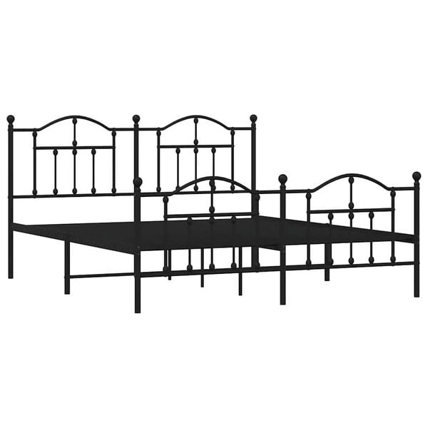 vidaXL Metal Bed Frame without Mattress with Footboard Black 160x200cm