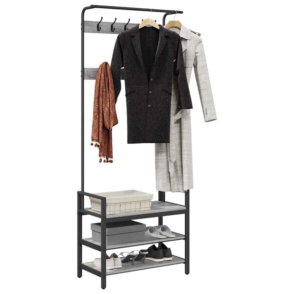 vidaXL Coat Rack Grey Sonoma 75 x 34 x 184 cm Engineered wood