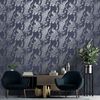 DUTCH WALLCOVERINGS Wallpaper Peacock Navy Blue and Silver