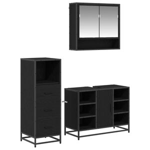 vidaXL Bathroom Furniture Set 3 pcs Black Oak Engineered Wood