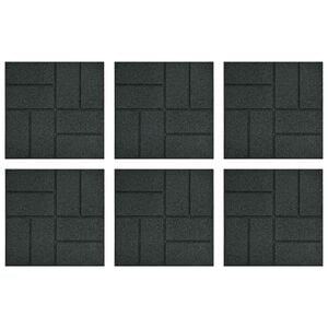 vidaXL Stepping Stone 6 pcs Black 40.5 x 40.5 x 2 cm Rubber