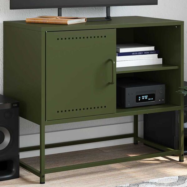 vidaXL TV Cabinet Olive Green 68x39x60.5 cm Steel
