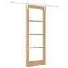 vidaXL Sliding Door 73.5 x 198.5 cm Solid Pine Wood and Glass Natural