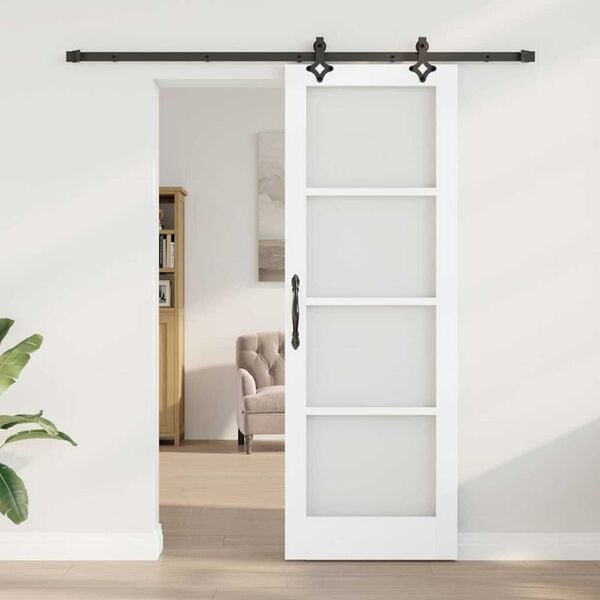vidaXL Sliding Door ORKDAL White and Black 73.5 x 211 cm