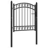 vidaXL Fence Gate with Arched Top Steel 100x100 cm Black