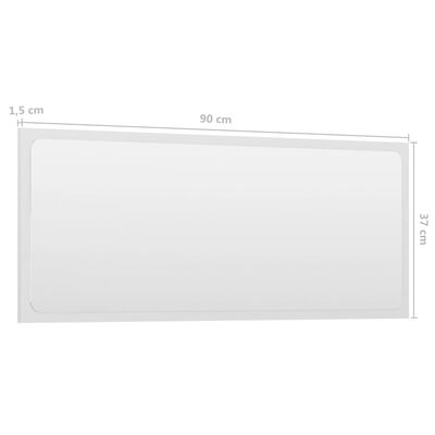 vidaXL Bathroom Mirror High Gloss White 90x1.5x37 cm Engineered Wood