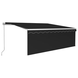 vidaXL Manual Retractable Awning with Blind&LED 4x3m Anthracite (313201+46840+313289)