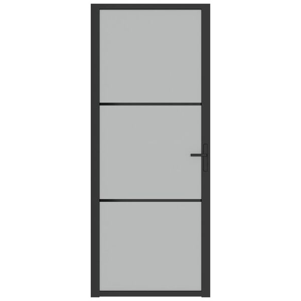 vidaXL Interior Door 83x201.5 cm Black Matt Glass and Aluminium