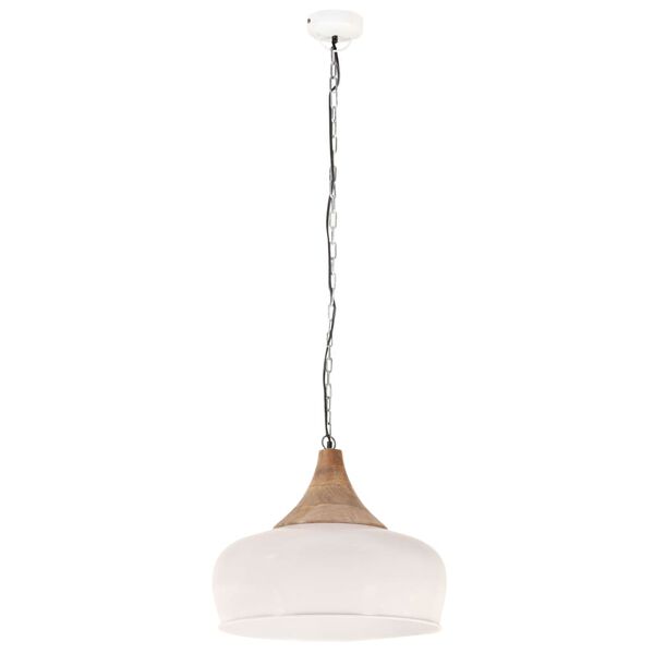 vidaXL Industrial Hanging Lamp White Iron & Solid Wood 45 cm E27