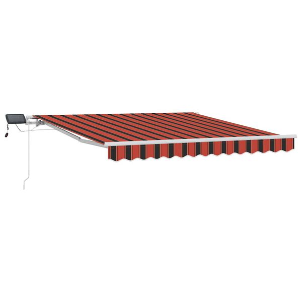 vidaXL Manual Retractable Awning with LED 300x250 cm Orange and Brown
