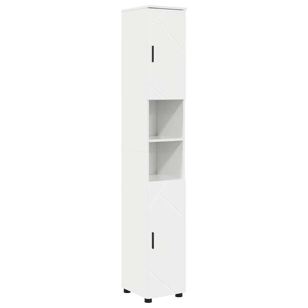 vidaXL Bathroom Cabinet with Storage High Gloss White 30 x 35 x 192 cm