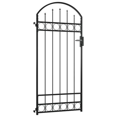 vidaXL Fence Gate with Arched Top Steel 89x200 cm Black