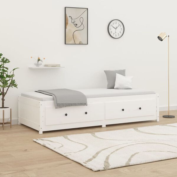 vidaXL Day Bed without Mattress White 90x190 cm Single Single Solid Wood Pine