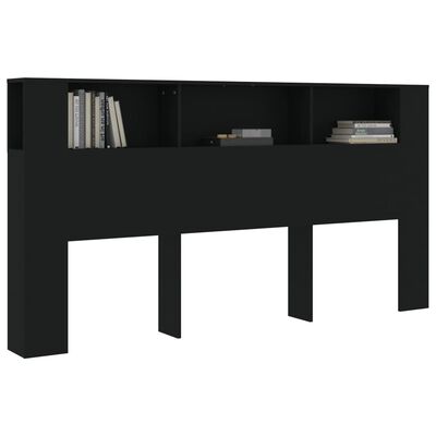 vidaXL Headboard Cabinet Black 200x18.5x104.5 cm