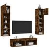 vidaXL 6 Piece TV Wall Units with LED Smoked Oak Engineered Wood