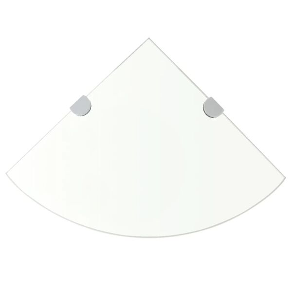 vidaXL Corner Shelf with Chrome Supports Glass Clear 25x25 cm