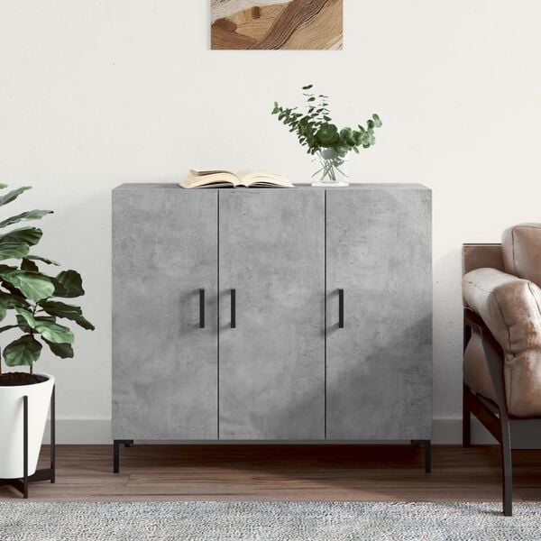 vidaXL Sideboard Concrete Grey 90x34x80 cm Engineered Wood