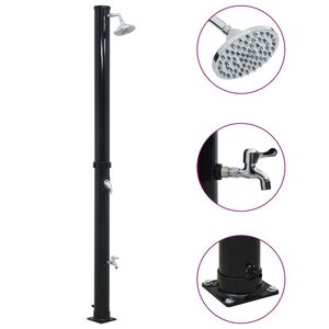 vidaXL Solar Shower | Black | PVC, ABS, Aluminium | 220 cm height, 15.5 cm base