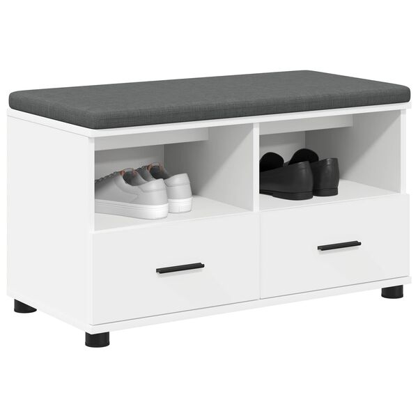 vidaXL Hall Bench with Cushion with Drawer White 80 x 38 x 46 cm