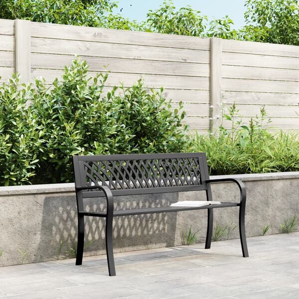 vidaXL Garden Bench Black 120 cm Steel