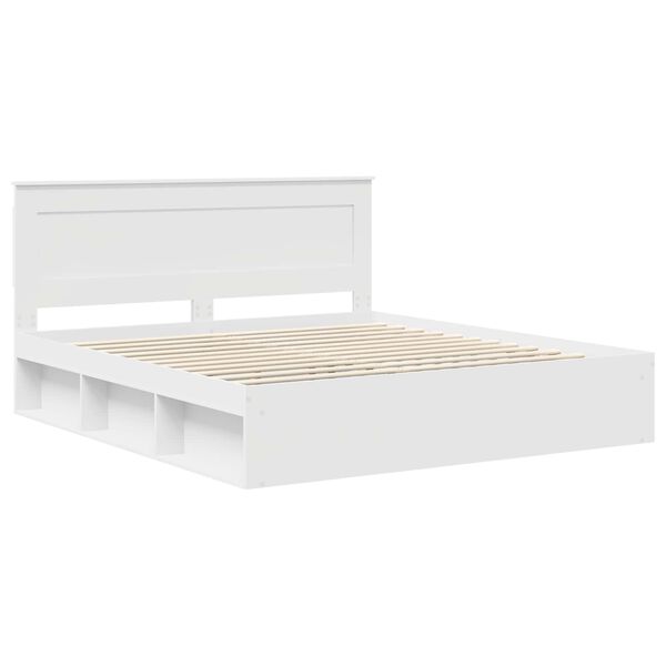 vidaXL Bed Frame with Headboard White 180 x 200 cm Solid Pine Wood