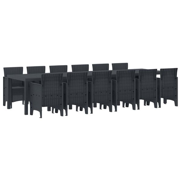vidaXL Garden Dining Set 13 pcs Anthracite Polt rattan