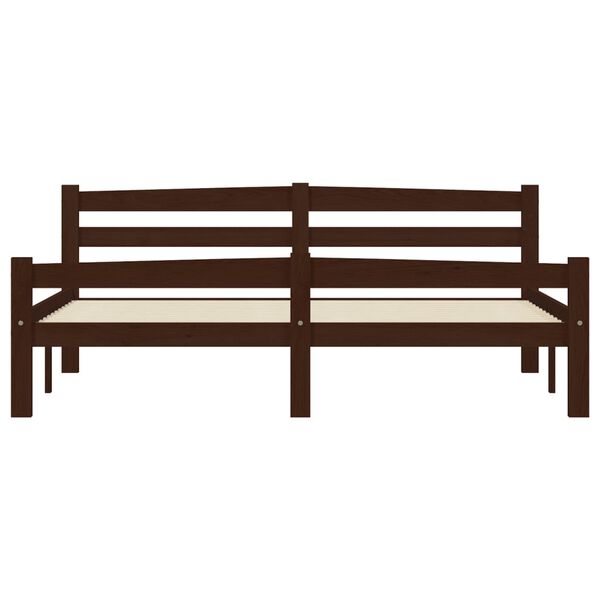 vidaXL Bed Frame without Mattress Dark Brown Solid Pinewood 160x200 cm (322086+321988)