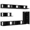 vidaXL TV Cabinet Set Wall-mounted 7 pcs Black Oak Engineered Wood