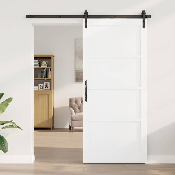 vidaXL Sliding Door White and Black 93 x 211 cm Solid Pine Wood