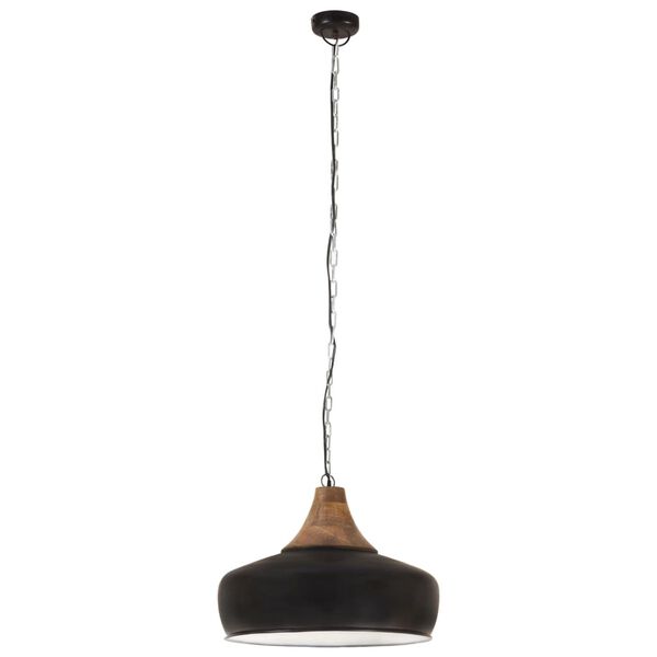 vidaXL Industrial Hanging Lamp Black Iron & Solid Wood 35 cm E27