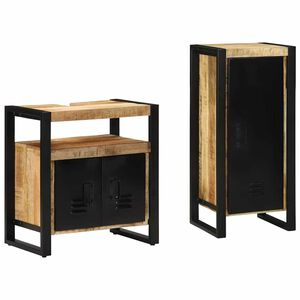vidaXL Bathroom Furniture Set 2 pcs Brown and Black Solid Mango Wood