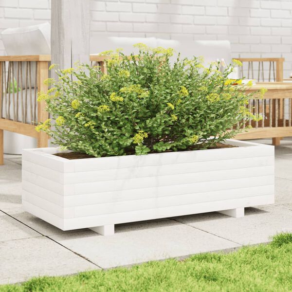 vidaXL Garden Planter White 90x40x26.5 cm Solid Wood Pine