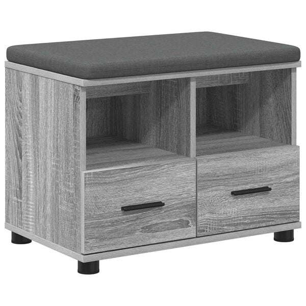 vidaXL Hall Bench with Cushion with Drawer Grey Sonoma 60 x 38 x 46 cm