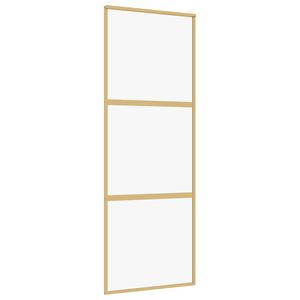 vidaXL Sliding Door Gold 76x205 cm Clear ESG Glass and Aluminium