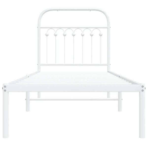 vidaXL Metal Bed Frame without Mattress with Headboard White 80x200cm