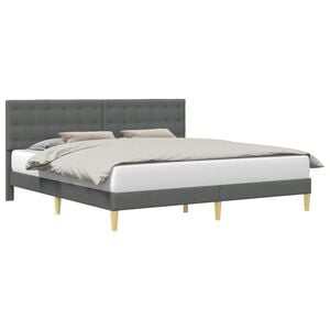 vidaXL Bed Frame with Headboard Dark Grey 180 x 200 cm Fabric