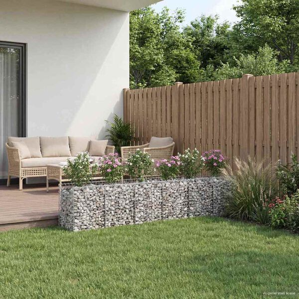 vidaXL Gabion Raised Bed 2 pcs Silver 300 x 50 x 60 cm