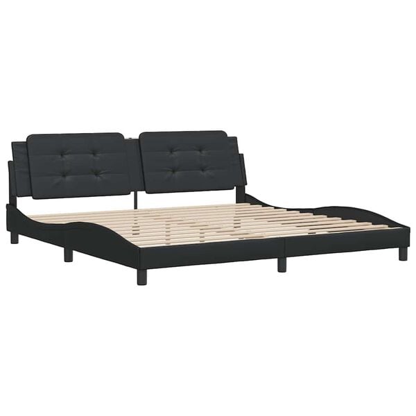 vidaXL Bed Frame without Mattress "Zadar" Black 200x200 cm Faux Leather