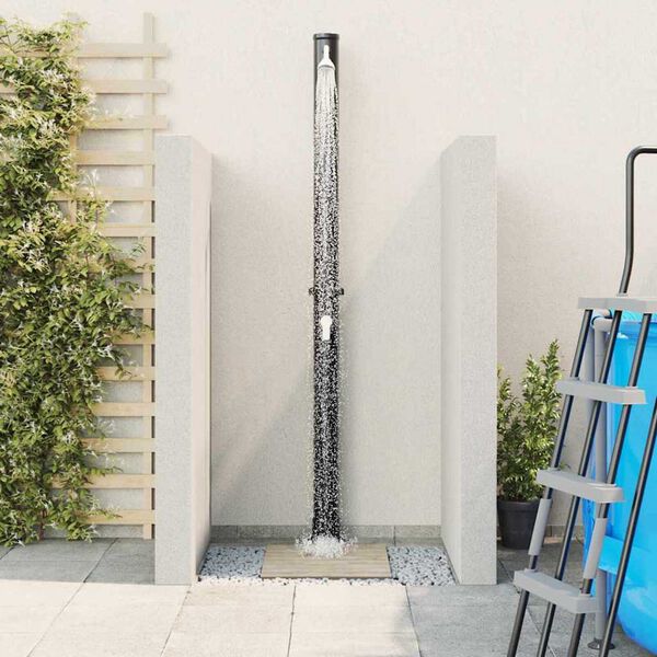 vidaXL Outdoor Solar Shower Black 217 cm PVC and aluminium