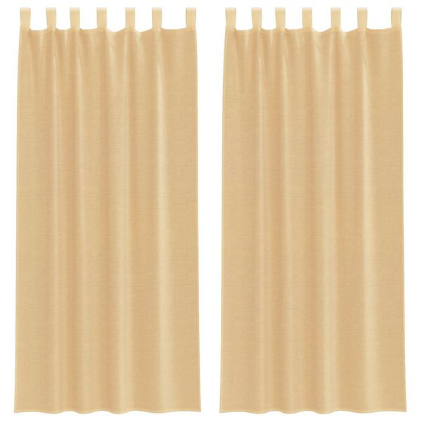 vidaXL Voile Curtains with Loops 2 pcs Sand 140x225 cm