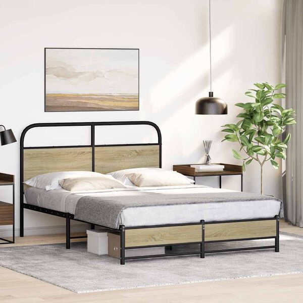 vidaXL Bed Frame without Mattress 140x190 cm Sonoma Oak Engineered Wood