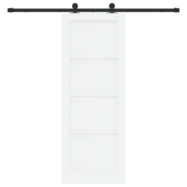 vidaXL Sliding Door White and Black 73.5 x 198.5 cm Solid Pine Wood