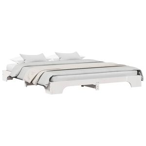 vidaXL Bed Frame White 200 x 200 cm Solid Pine Wood