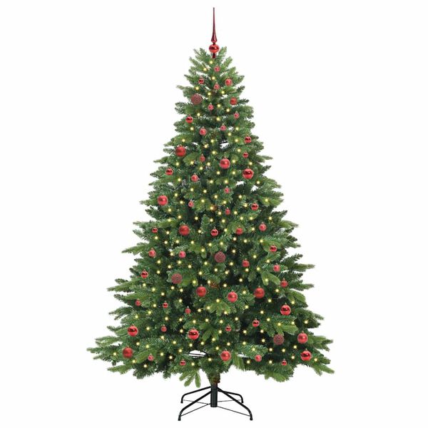 vidaXL Artificial Christmas Tree with 300 LEDs Green 210 cm PE and PVC
