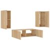 vidaXL 3 Piece TV Wall Cabinets with LED Lights Sonoma Oak
