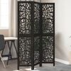 vidaXL Room Divider 3 Panels Black Solid Wood Paulownia