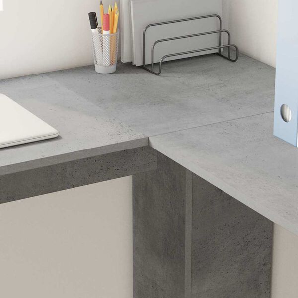 vidaXL Corner Desk Concrete Grey 140 x 113.5 x 75 cm Engineered Wood