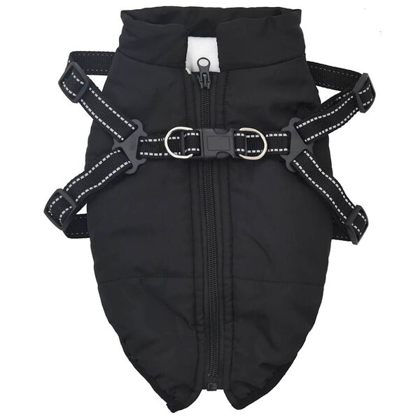 vidaXL Dog Coat with Harness Waterproof Reflective Black L